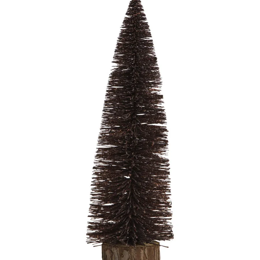 Beelden-Leen Bakker Kerstboom met glitters bruin kunststof - 35 cm hoog