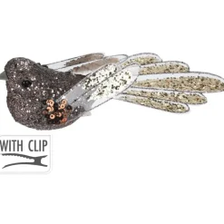 Kerstdecoratie-Merkloos Kerstboomversiering Vogel - 2x stuks - 10 cm - Bruin glitter