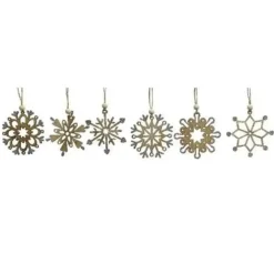 Merkloos Kersthangers - 6x - sneeuwvlokken - naturel - hout - 6 cm