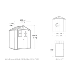 Tuinhuizen-Keter Darwin 64 Tuinhuis - dubbele deuren + ramen - 190x122x221 - Groen