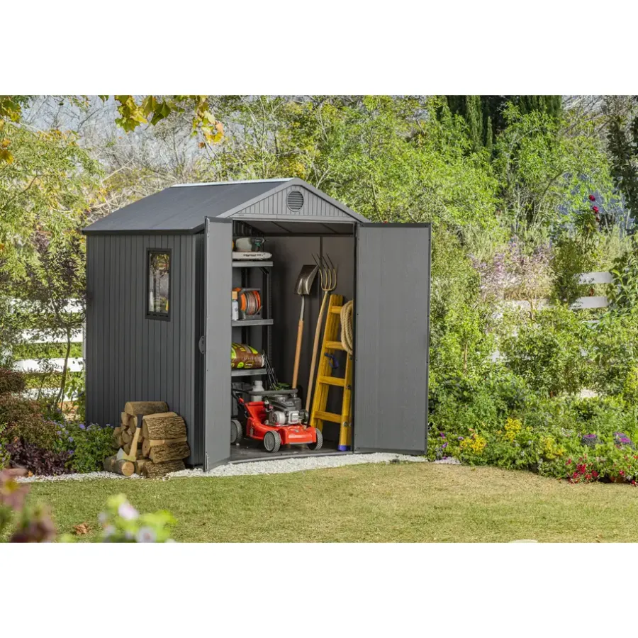 Tuinhuizen-Keter Darwin 66 Tuinhuis - dubbele deuren + ramen - 190x183x221 cm - Grijs