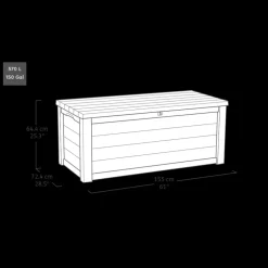 Kussenboxen-Keter Eastwood Opbergbox - 570L - 72,4x155x64,4cm - Antraciet