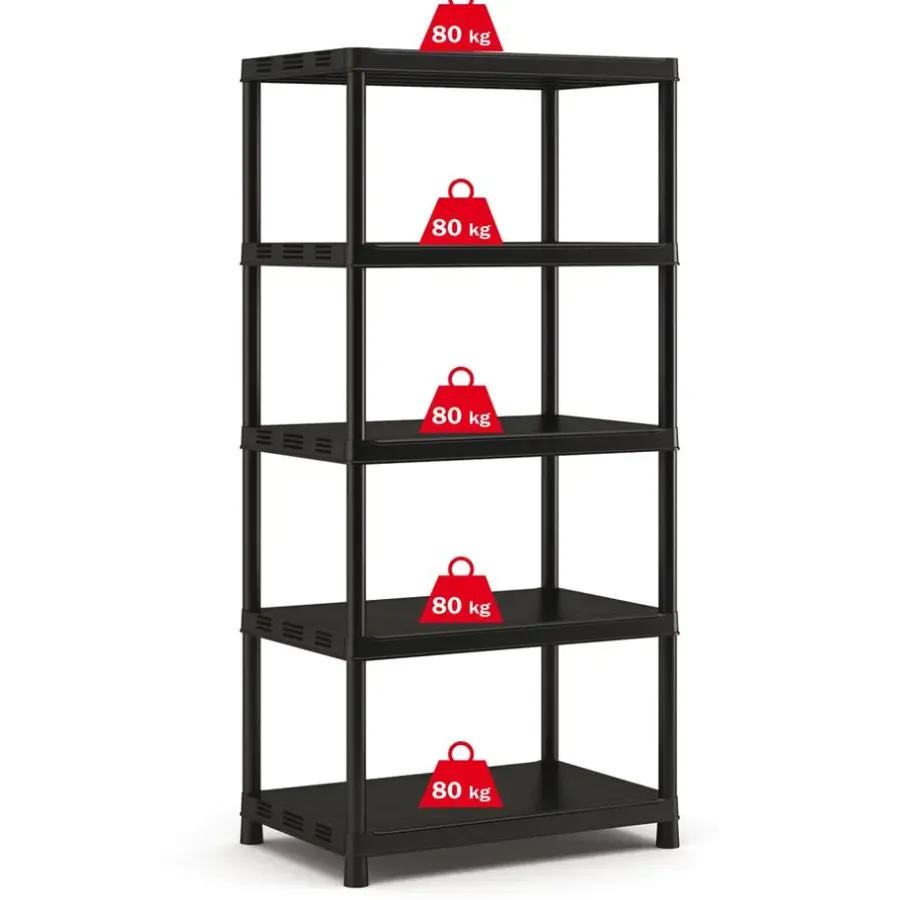 Stellingkasten-Keter Kunststof Stellingkast extra breed - 90x60x187cm - zwart