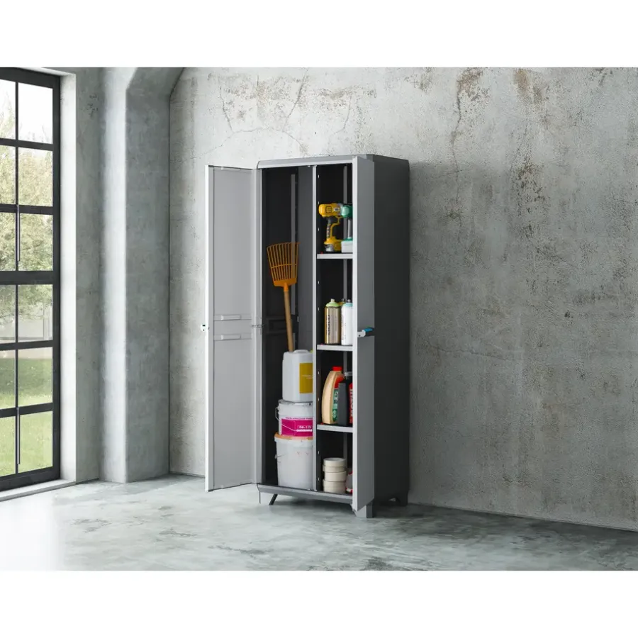 Wandkasten-Keter Linear Opbergkast utility - bezemkast - 3 planken