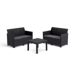 Loungesets-Keter Marie Essential Loungeset + Orlando tafel - 4 personen - Antraciet