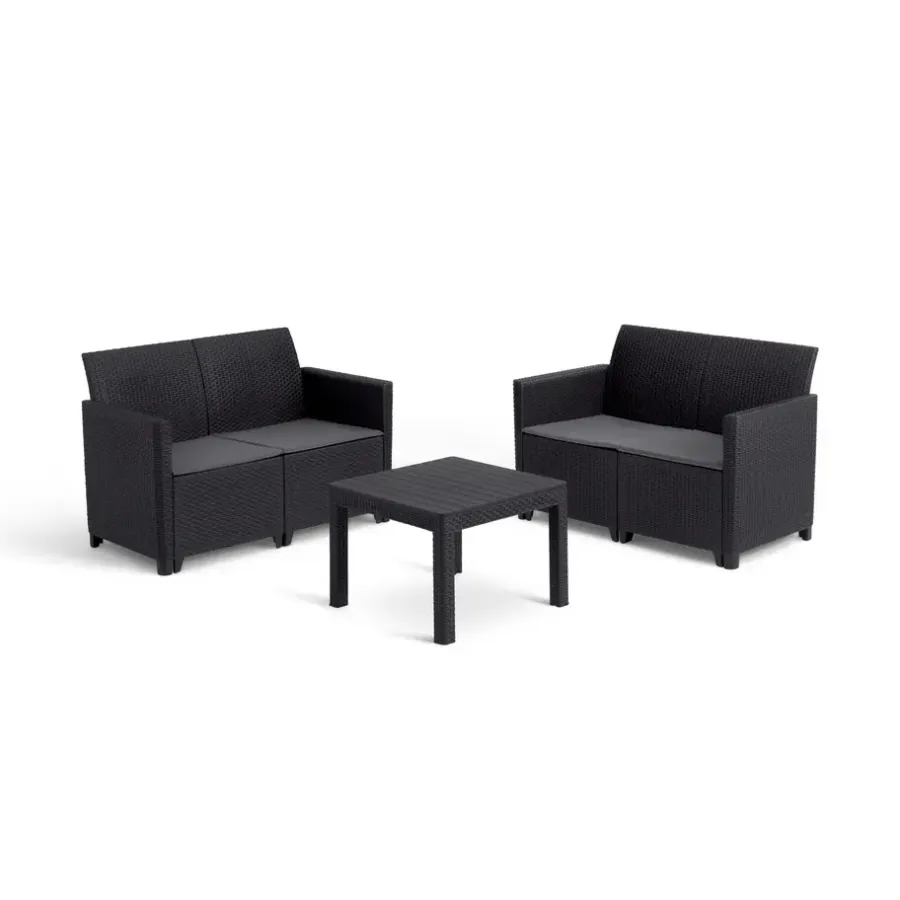 Loungesets-Keter Marie Essential Loungeset + Orlando tafel - 4 personen - Antraciet
