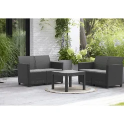Loungesets-Keter Marie Essential Loungeset + Orlando tafel - 4 personen - Antraciet