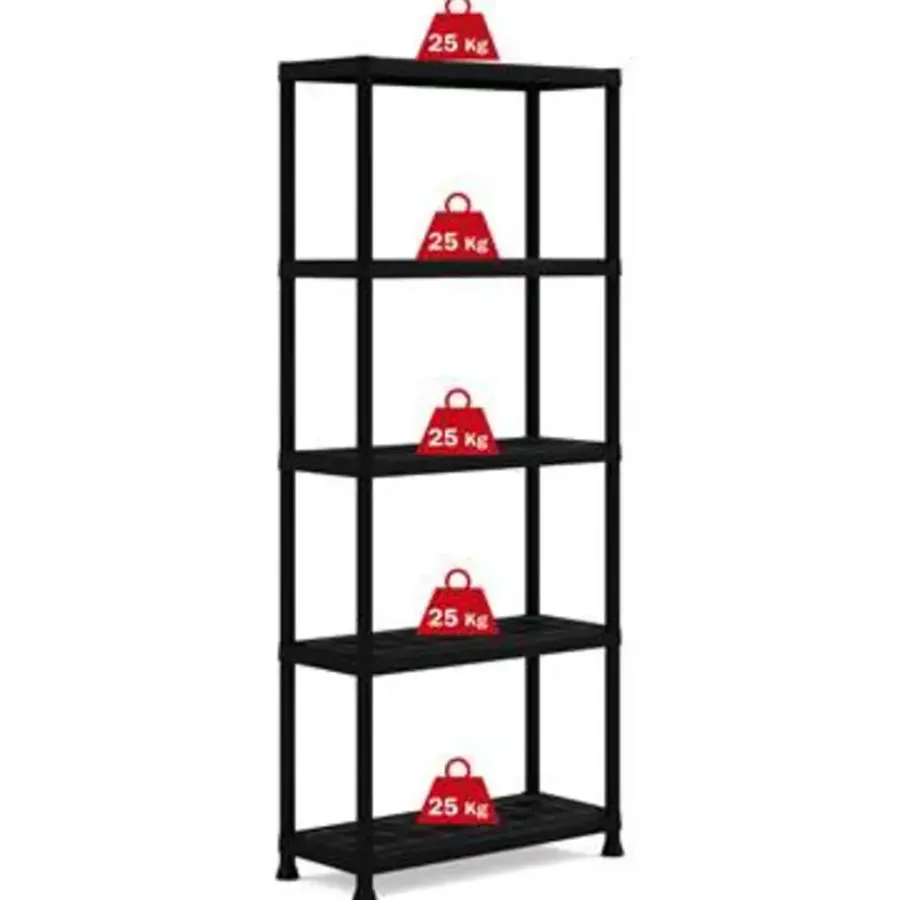 Stellingkasten-Keter Plus shelf 75/5 - 5 Planken - 75x32x176 cm - Zwart