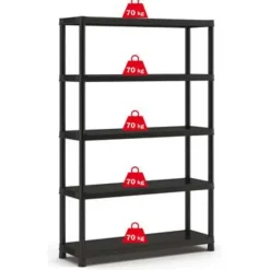 Keter Plus Stellingrek 120/5 - 5 Planken - 120x40x187 cm - zwart