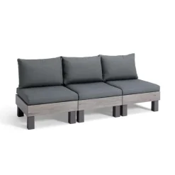 Loungebanken-Keter Signature Elements 3-zits Loungebank - met groene kussens - Cappuccino