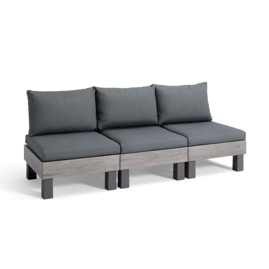 Loungebanken-Keter Signature Elements 3-zits Loungebank - met groene kussens - Cappuccino