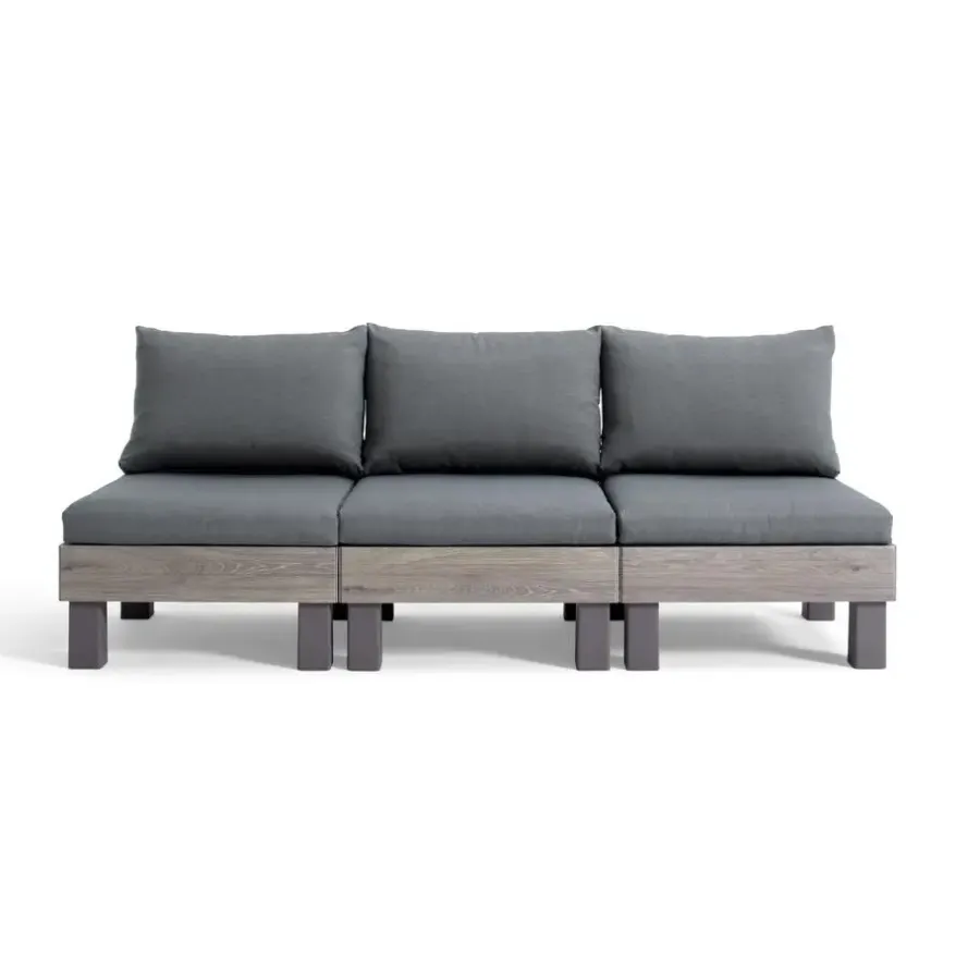 Loungebanken-Keter Signature Elements 3-zits Loungebank - met groene kussens - Cappuccino