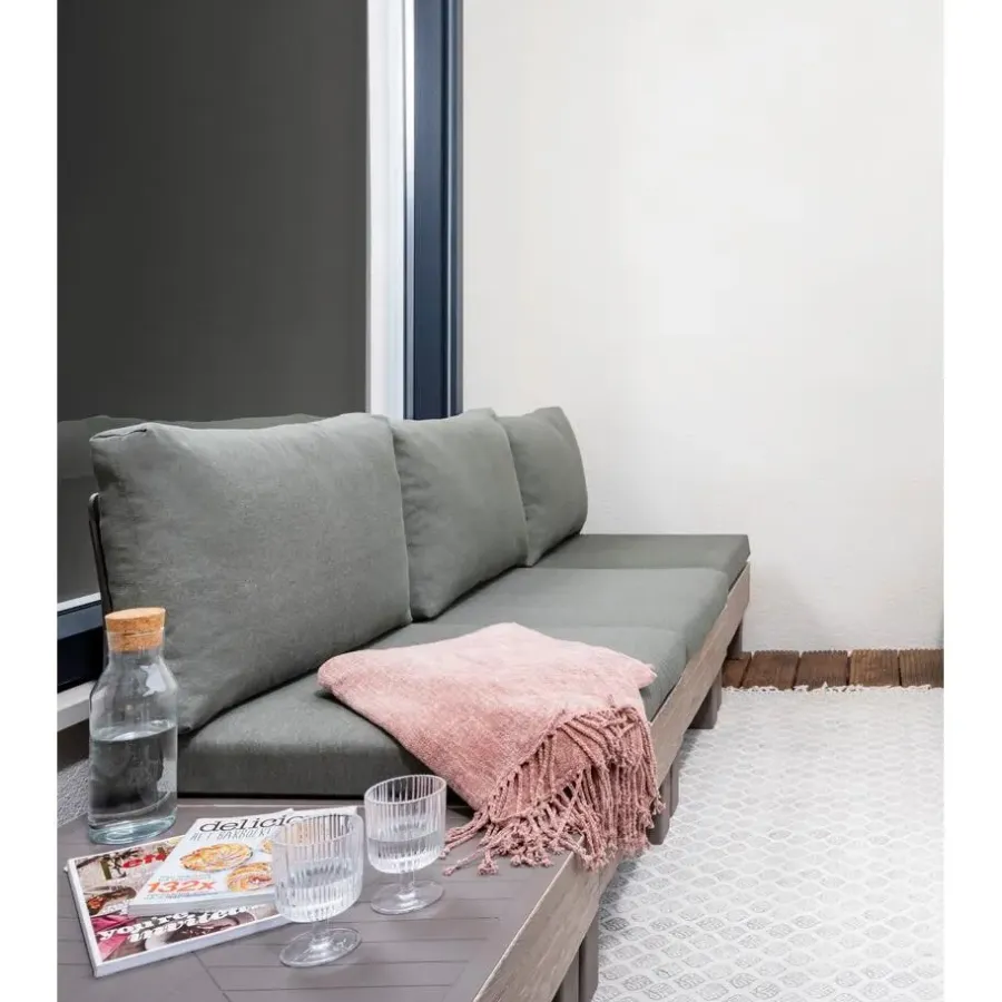 Loungebanken-Keter Signature Elements 3-zits Loungebank - met groene kussens - Cappuccino