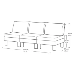 Loungebanken-Keter Signature Elements 3-zits Loungebank - met groene kussens - Cappuccino