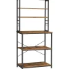 Wandkasten-Vasagle Keukenkast - Keukenrek staand - Industrieel - Bruin - Zwart - 80 x 40 x 167 cm