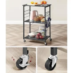 Trolleys-Merkloos Keukentrolley - Serveerwagen - Keukentrolley op Wieltjes - 89 x 60 x 40 - Zwart