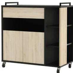 Trolleys-CBA Keukentrolley Inès-ruwe eik/zwart