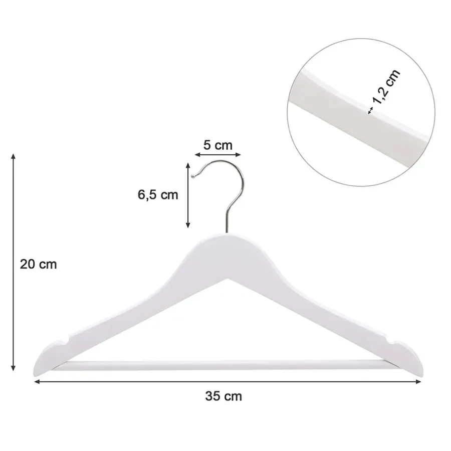 Kledingopbergers-ACAZA Kinder Kledinghangers in Hout - 20 Stuks voor Kleuters - 360° Haak - Wit