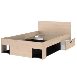 Kinderbedden-Parisot Kinderbed Achiel - 120x200/190cm - met opbergruimte - eikdecor/zwart