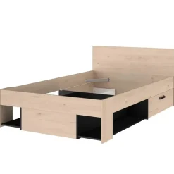 Kinderbedden-Parisot Kinderbed Achiel - 120x200/190cm - met opbergruimte - eikdecor/zwart