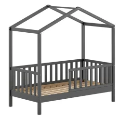 Kinderbedden-Vipack Kinderbed Dallas - 70x140 cm - antraciet/massief grenen