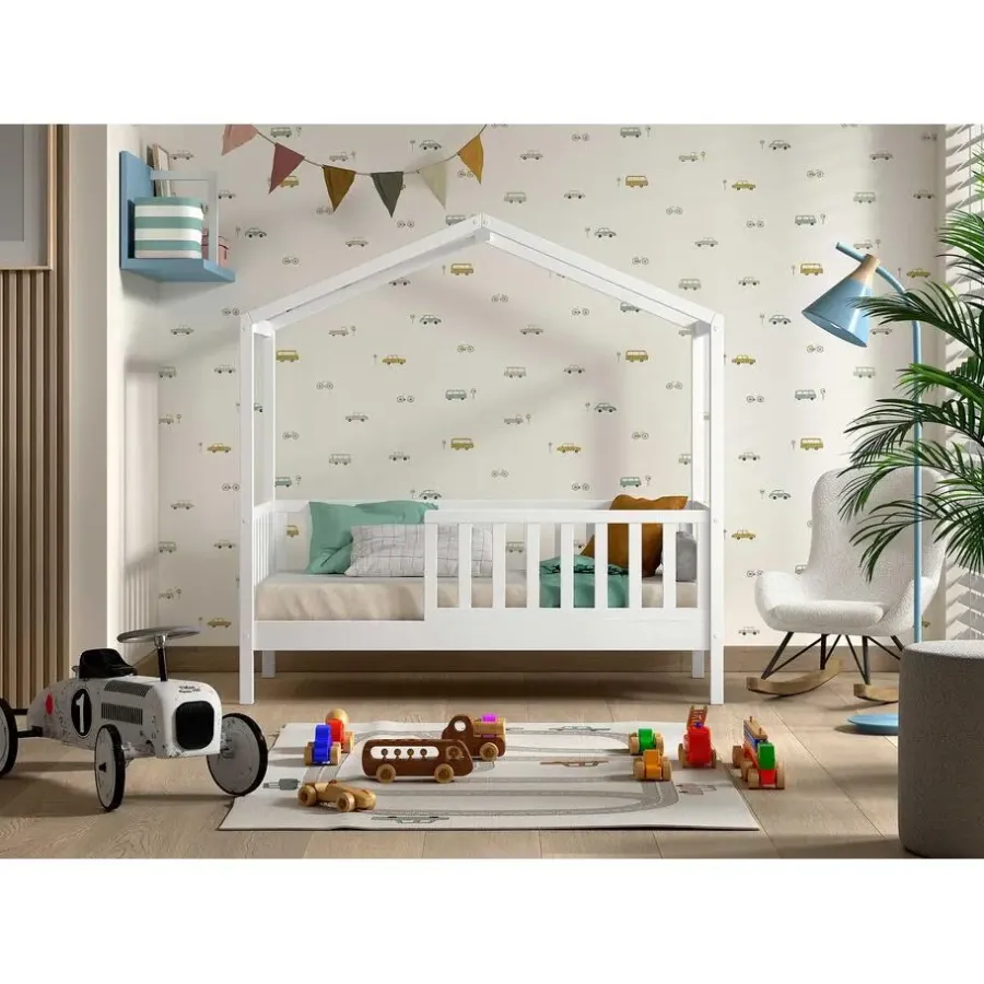 Kinderbedden-Vipack Kinderbed Dallas - 70x140 cm - Wit/massief grenen