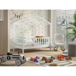 Kinderbedden-Vipack Kinderbed Dallas - 70x140 cm - Wit/massief grenen