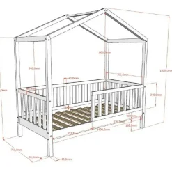 Kinderbedden-Vipack Kinderbed Dallas - 70x140 cm - Wit/massief grenen