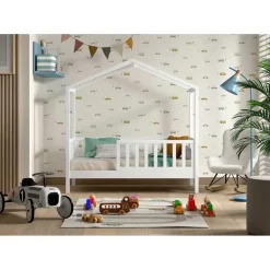 Kinderbedden-Vipack Kinderbed Dallas - 70x140 cm - Wit/massief grenen