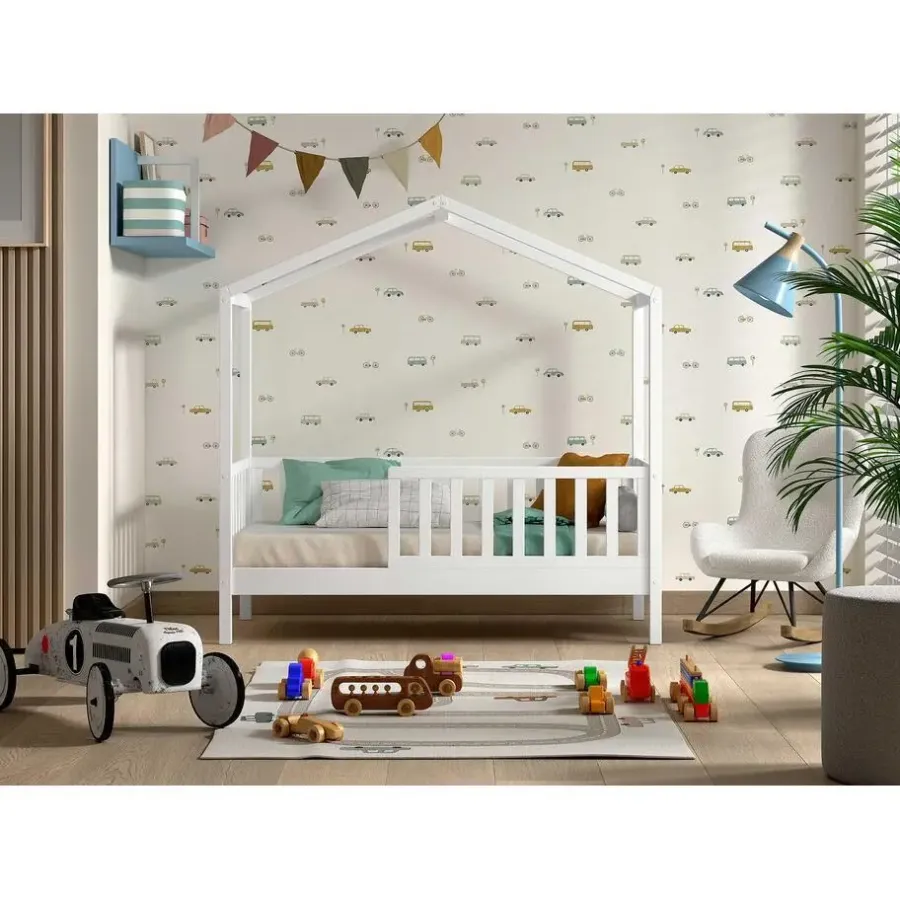 Kinderbedden-Vipack Kinderbed Dallas - 70x140 cm - Wit/massief grenen