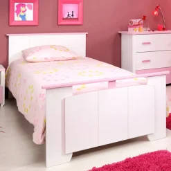 Kinderbedden-Leen Bakker Kinderbed Kiki - wit/roze - 90x200 cm