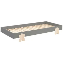 Vipack Kinderbed Modulo Puzzle 90x200 stapelbaar - antraciet/dennenhout