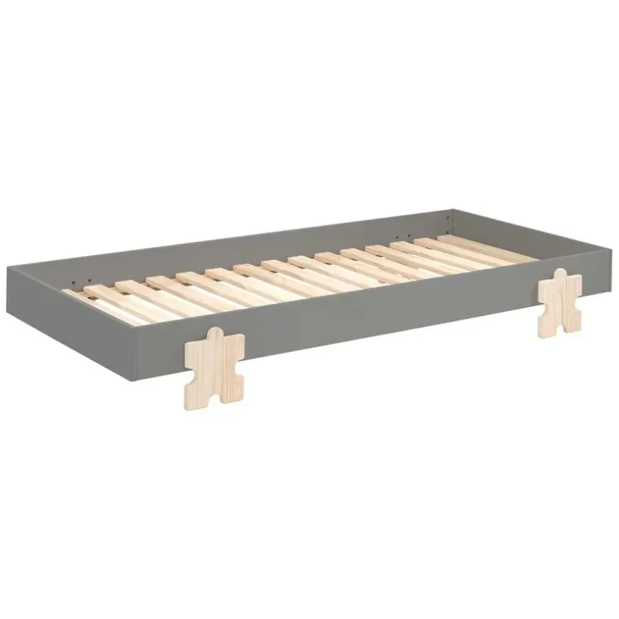 Vipack Kinderbed Modulo Puzzle 90x200 stapelbaar - antraciet/dennenhout