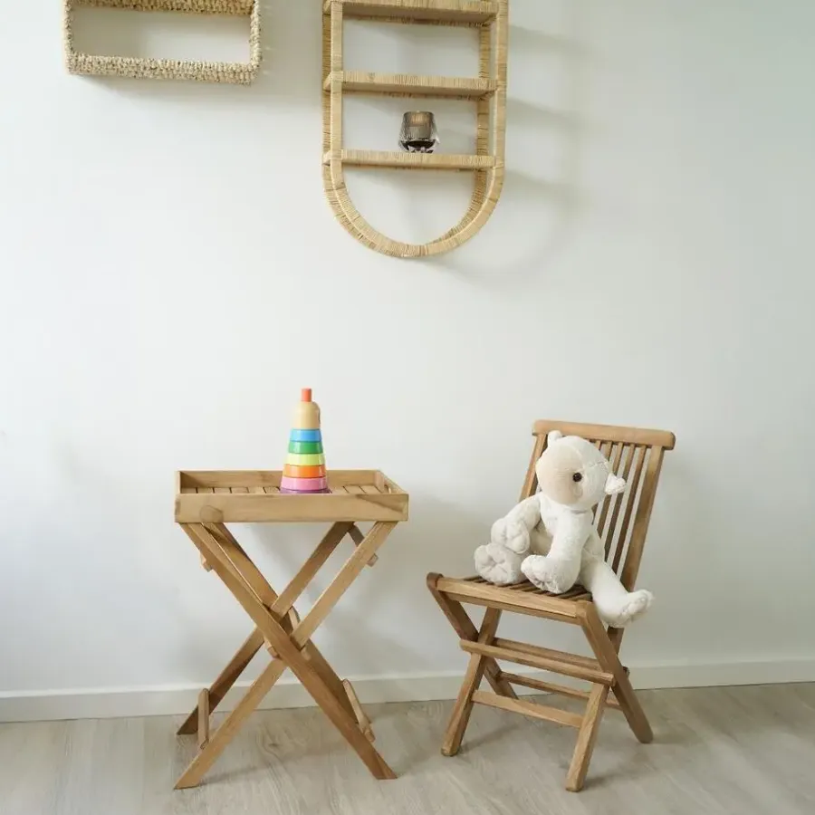 House Nordic Kinderstoel Naturel Teakhout - Zithoogte 33cm - Toledo - Set van 2