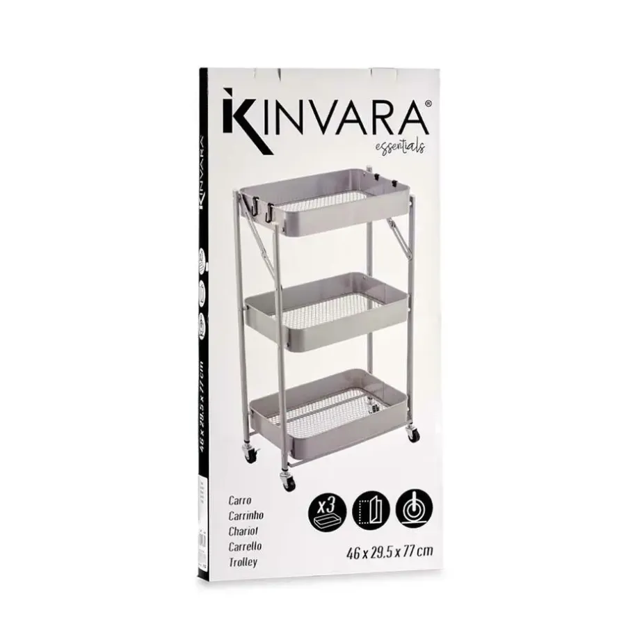 Trolleys-Kinvara Keuken/badkamer trolley - L45 x B30 x H78 cm - grijs - metaal