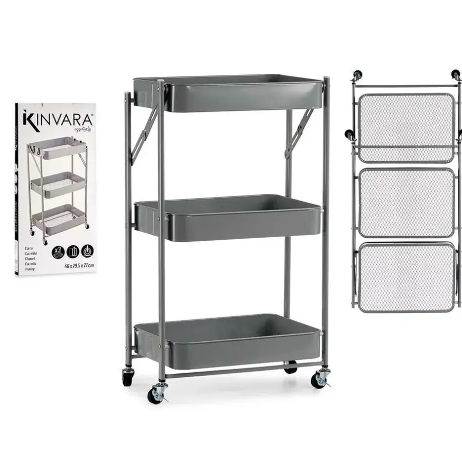 Trolleys-Kinvara Keuken/badkamer trolley - L45 x B30 x H78 cm - grijs - metaal