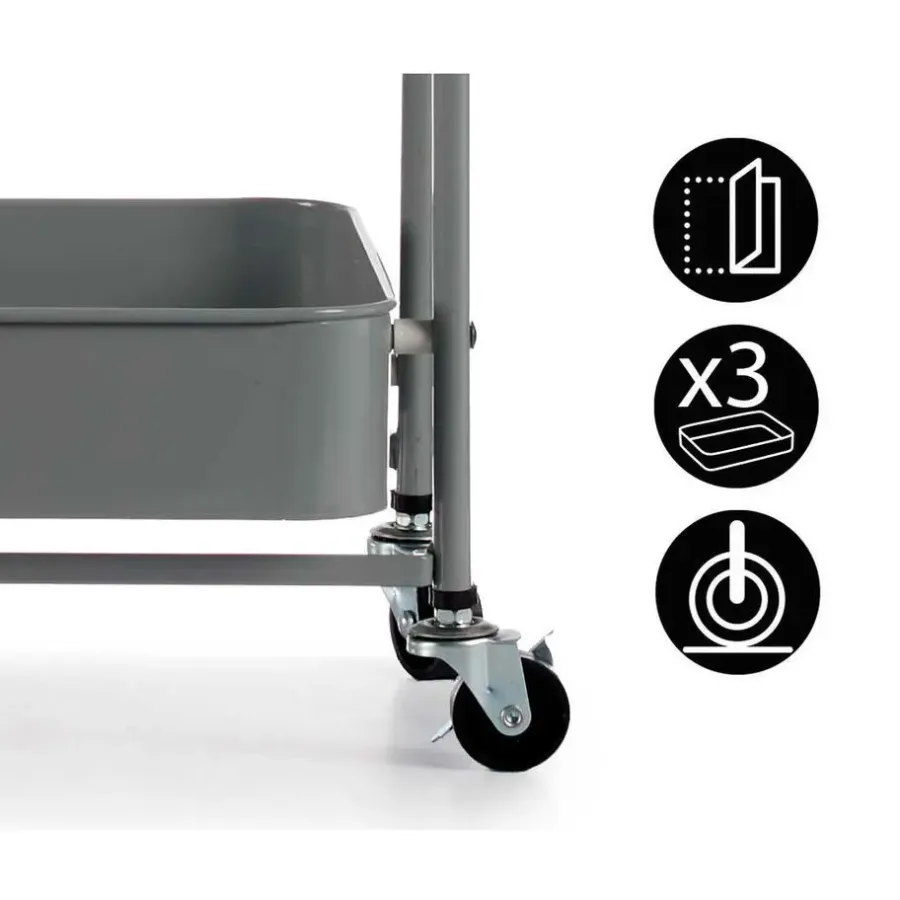 Trolleys-Kinvara Keuken/badkamer trolley - L45 x B30 x H78 cm - grijs - metaal