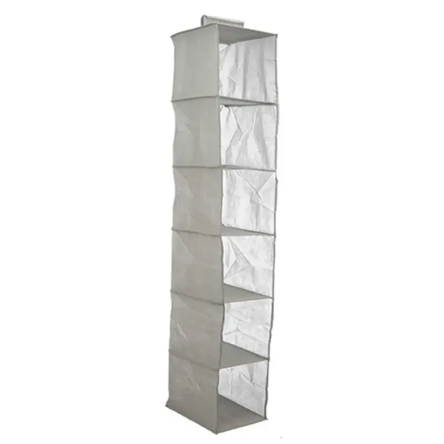 Kledingopbergers|Kledingrekken-Kipit Kledingkast organizer - 6 vaks - grijs - 25 x 25 x 138 cm