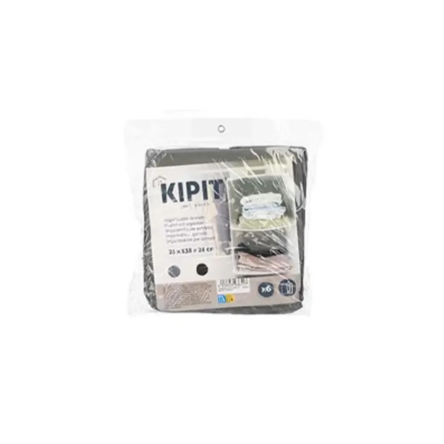 Kledingopbergers|Kledingrekken-Kipit Kledingkast organizer - 6 vaks - grijs - 25 x 25 x 138 cm