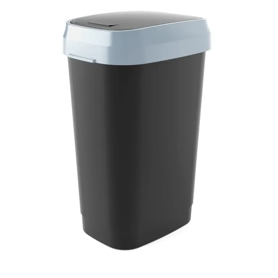 Prullenbakken-Kis Dual Swing Prullenbak L - 50L - zwart/grijs