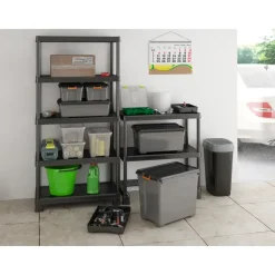 Prullenbakken-Kis Dual Swing Prullenbak L - 50L - zwart/grijs
