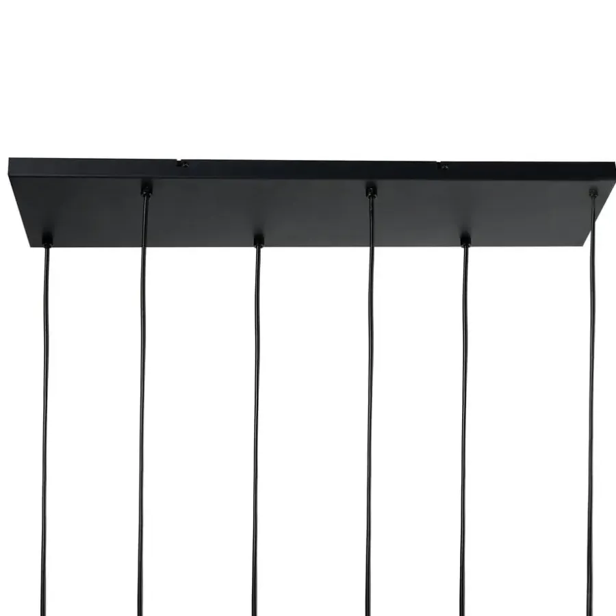 Leen Bakker KITARE - Hanglamp 6 lichten - Zwart/Beige - Metaal