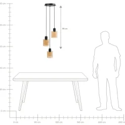Hanglampen-Leen Bakker KITARE - Hanglamp 3 lichten - Zwart/Beige - Metaal