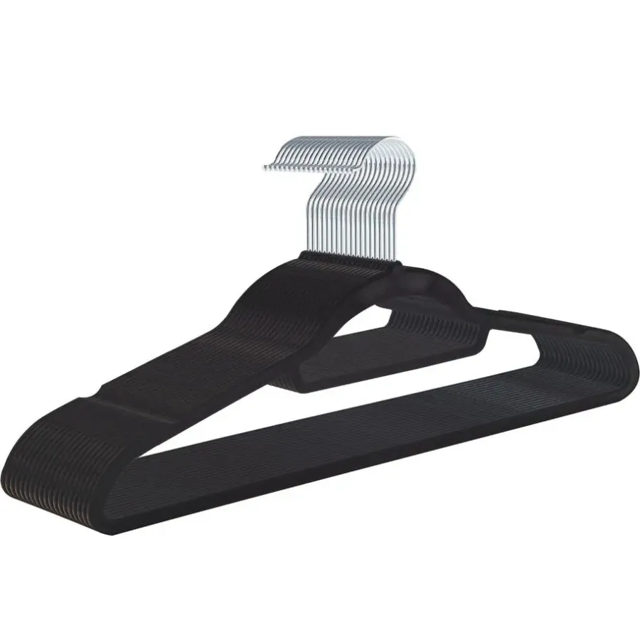 Merkloos Kledinghangers - antislip - 20 stuks - zwart