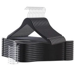 Kledingopbergers-ACAZA Kledinghangers - massief hout - 30 stuks - zwart