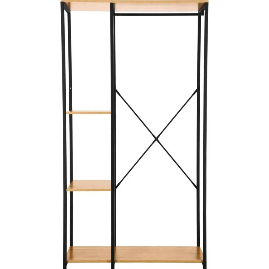 Kledingopbergers|Kledingrekken-Merkloos Kledingkast - Open Kast - 176x90x40 cm - MDF lichte Eik & Metaal