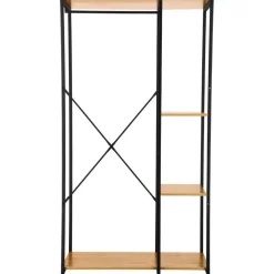Kledingopbergers|Kledingrekken-Merkloos Kledingkast - Open Kast - 176x90x40 cm - MDF lichte Eik & Metaal
