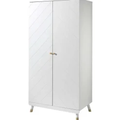 Kinderkledingkasten-Vipack Kledingkast Billy 2 deuren MDF - wit/goud