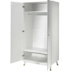 Kinderkledingkasten-Vipack Kledingkast Billy 2 deuren MDF - wit/goud