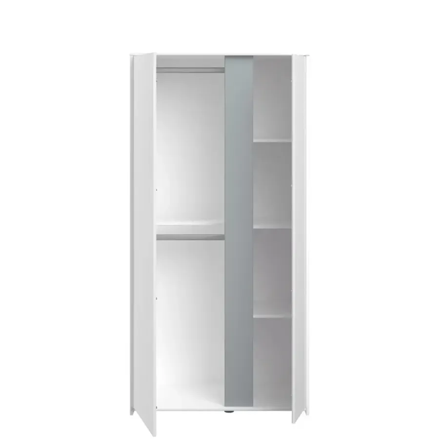 Kledingkasten|Kledingkasten-Leen Bakker Kledingkast Bobby 2-deurs - wit - 182x90x51 cm
